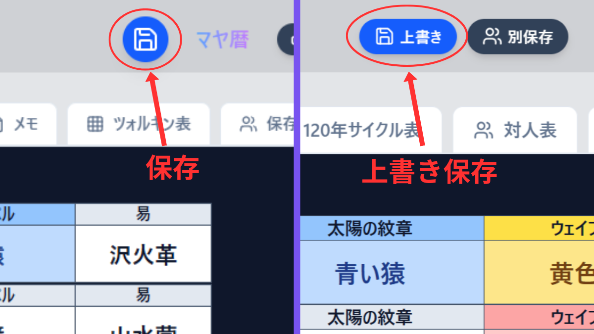 保存メニュー