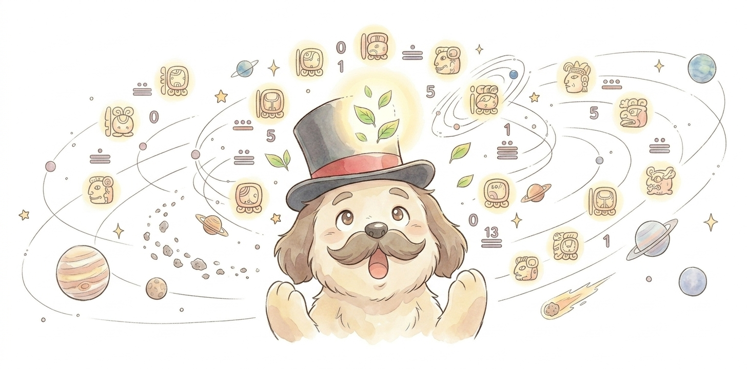 マヤ暦と犬のイラスト